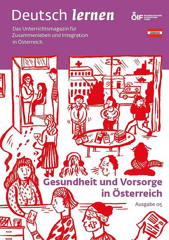 Coverbild der Ausgabe 05 des Unterrichtsmagazins Deutsch lernen mit dem Titel „Gesundheit und Vorsorge in Österreich“.